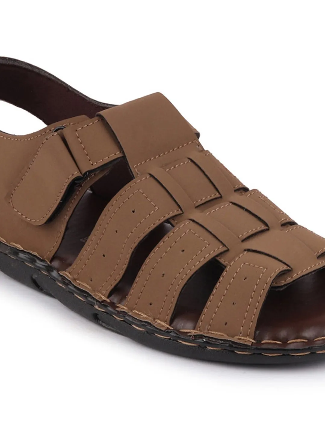 Men Brown Casual Speed Laces Fishermen Sandals