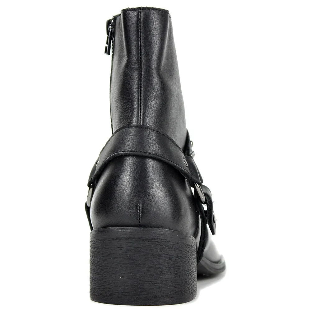 Mens Harness 3CM Heel Mid calf Boots