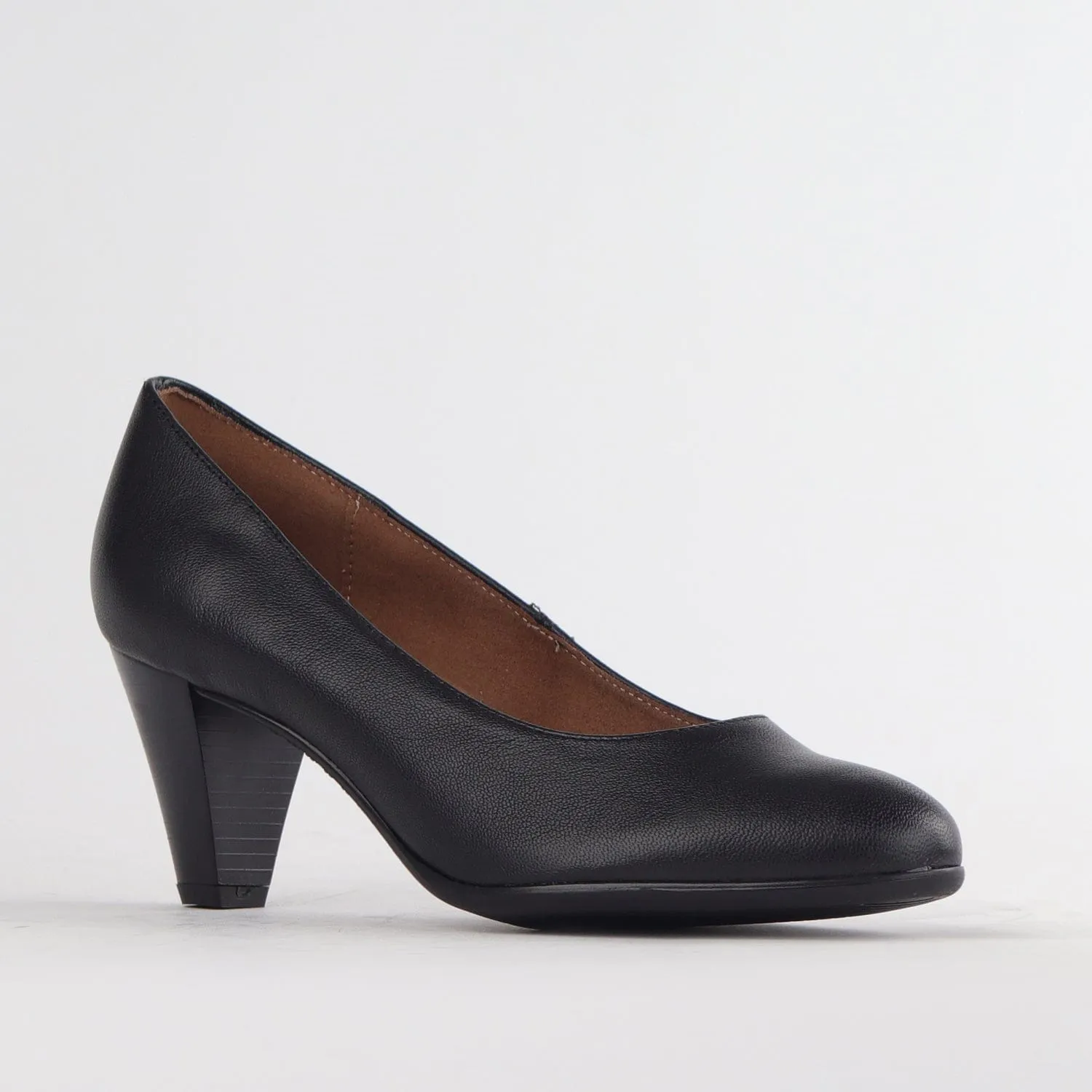 Mid Heel Court Shoe in Black - 12045