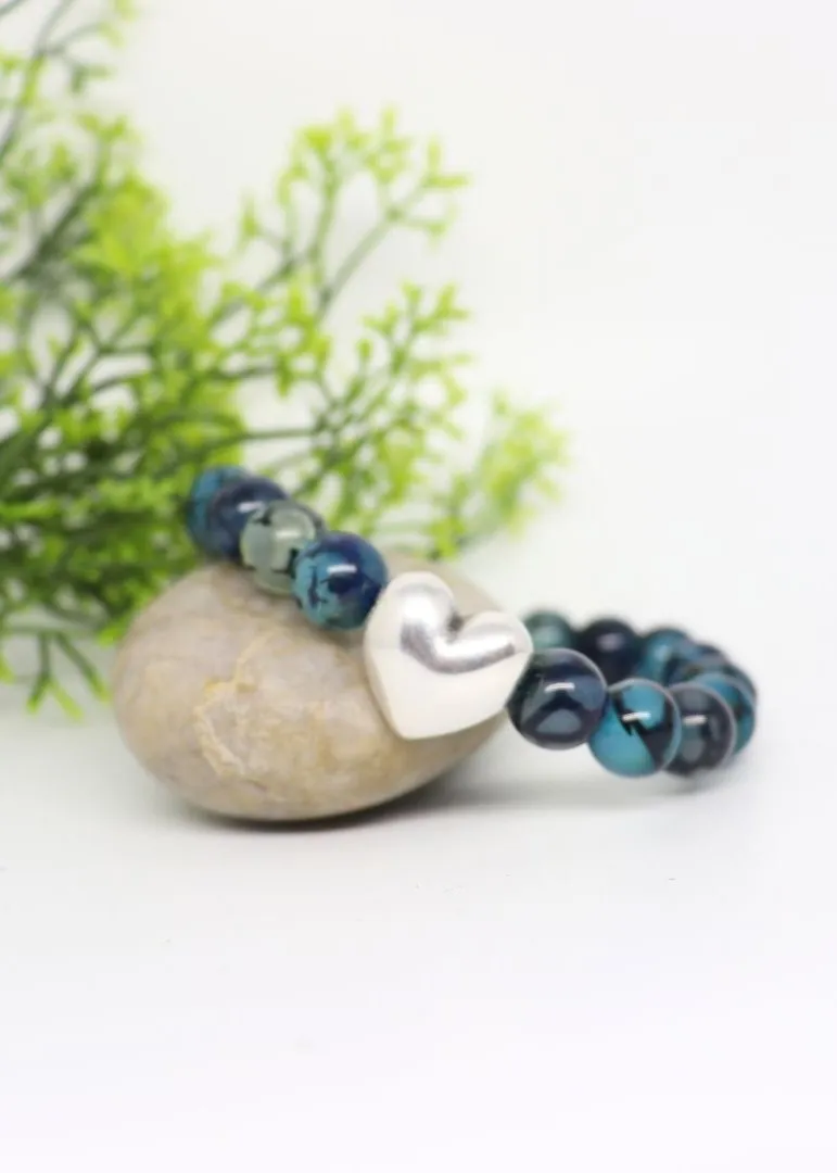 My Wristy Business - Agate Heart Beaded Bracelet