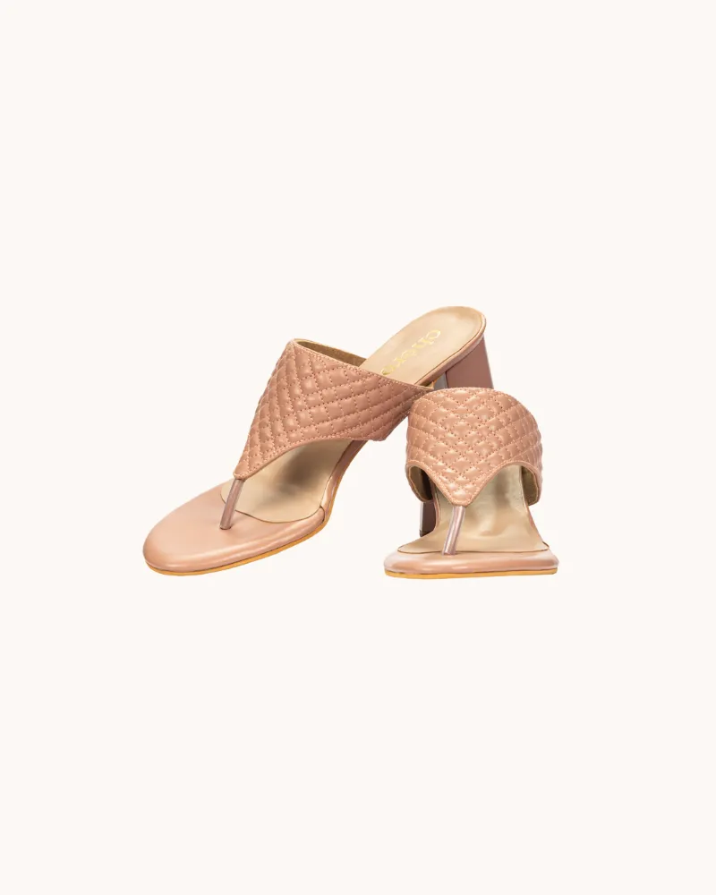 Pink Quilted Strap Block Heels for Women