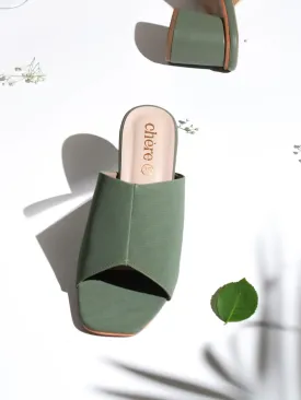 Plain Jane Classic Green Block Heels for Women