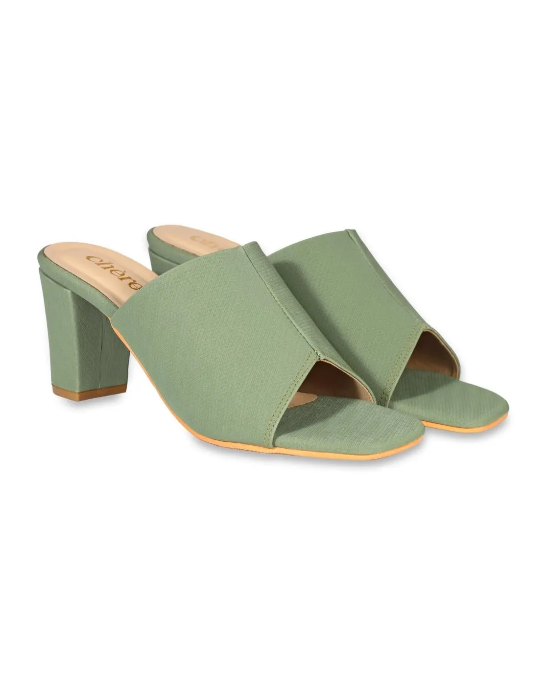 Plain Jane Classic Green Block Heels for Women