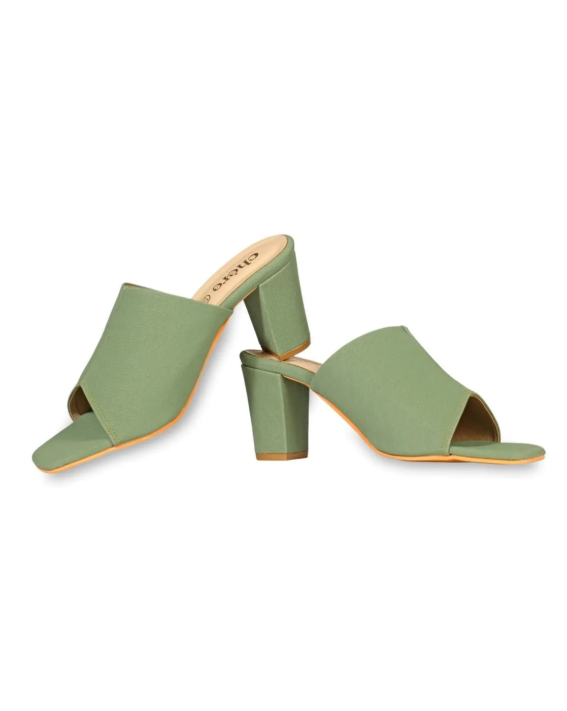 Plain Jane Classic Green Block Heels for Women