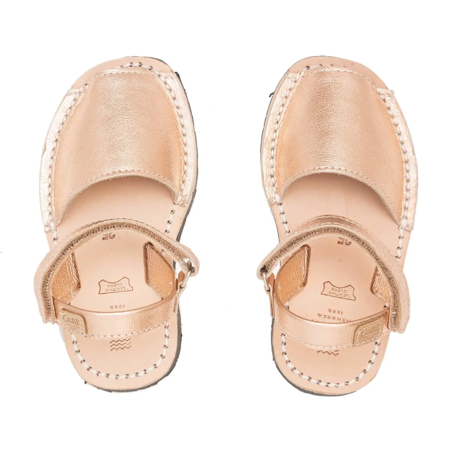 Plain Leather Menorcan Sandal For Kids - Iker 1002 Metallic