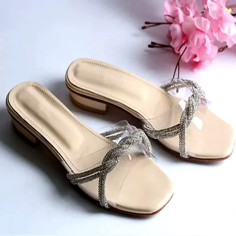 Rhinestone Sandals Transparent Vinyl Heels