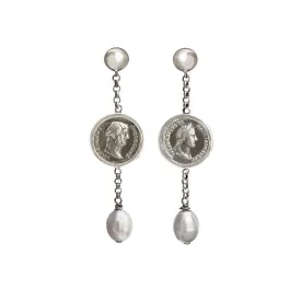 Roman Coins Silver Earrings depicting Emperor Hadrian and his wife Sabina