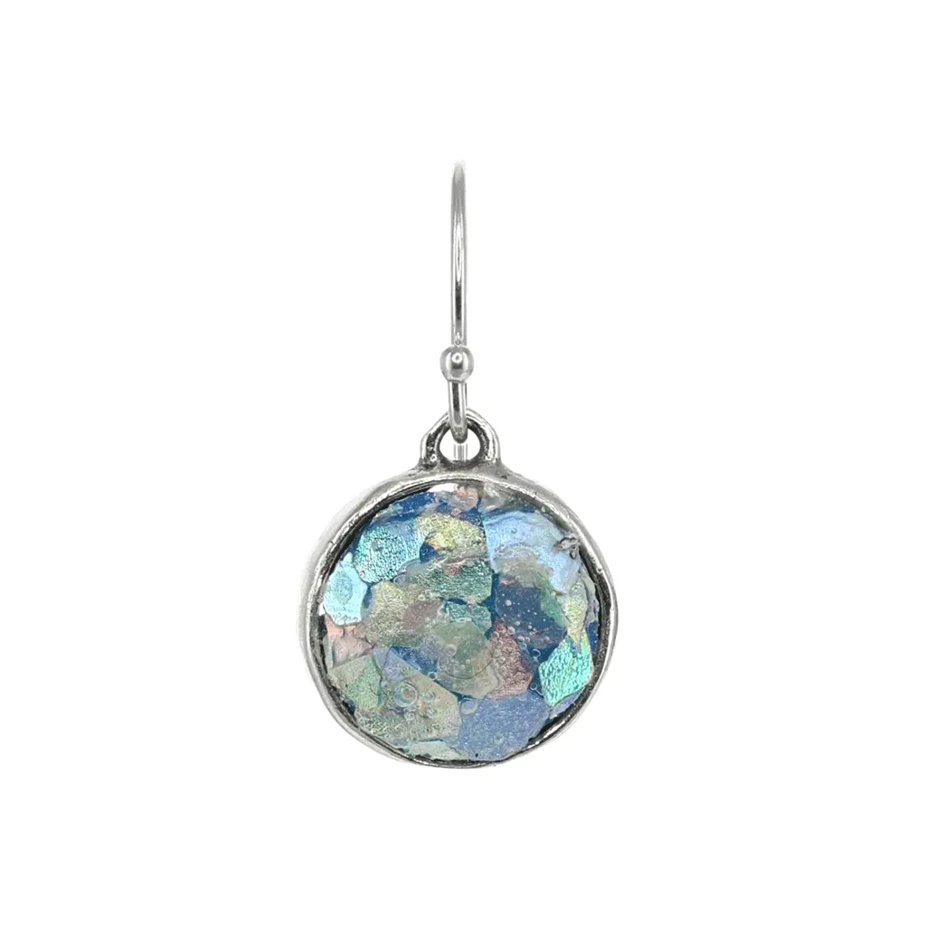 Roman Glass Small Round Earrings in Sterling