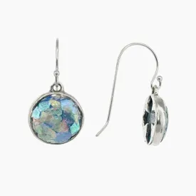 Roman Glass Small Round Earrings in Sterling