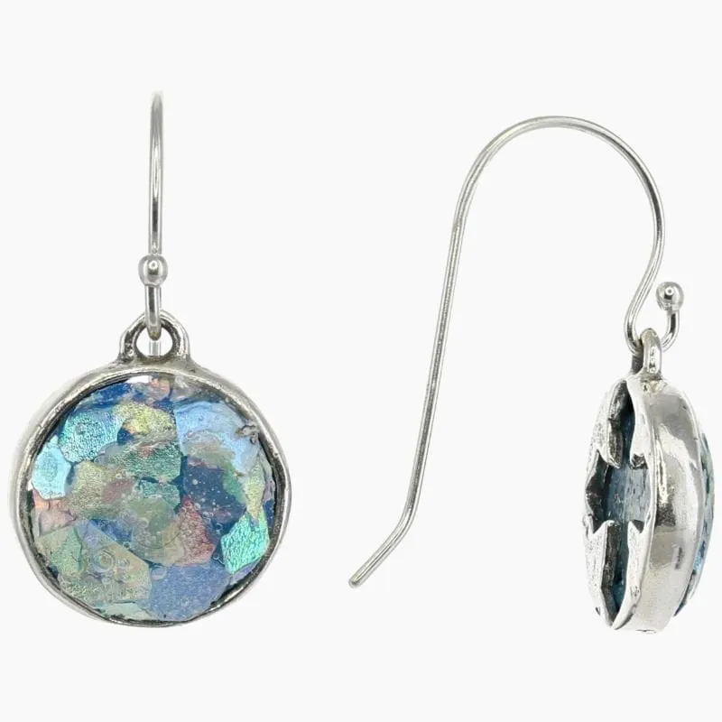 Roman Glass Small Round Earrings in Sterling