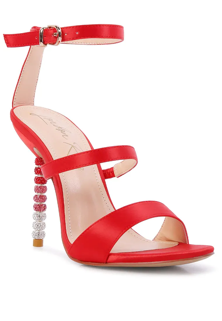 Scarlet Rhinestones Beaded Satin Sandals