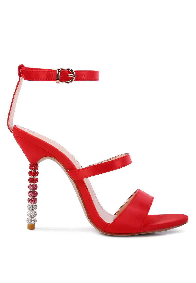 Scarlet Rhinestones Beaded Satin Sandals