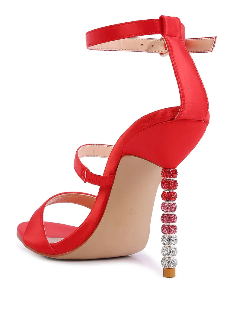 Scarlet Rhinestones Beaded Satin Sandals