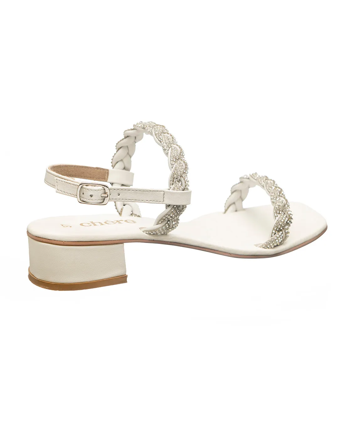 Selene Off-White Braided Block Heels for Women