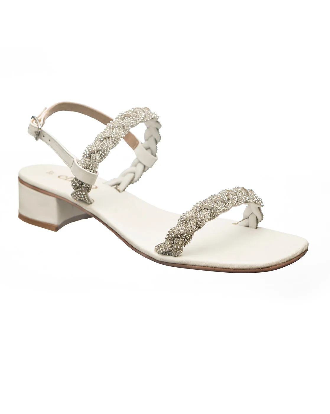 Selene Off-White Braided Block Heels for Women