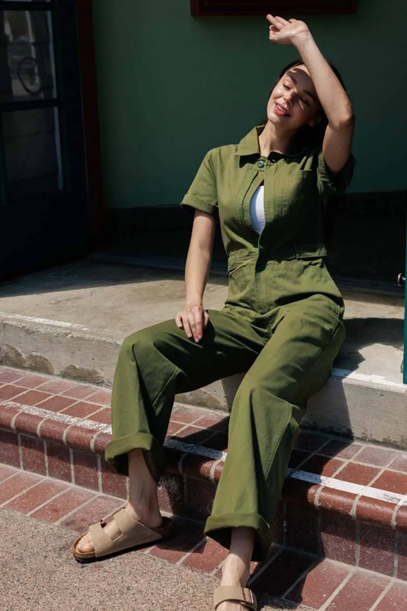 Short Sleeve Straight Jumpsuit - Cypress