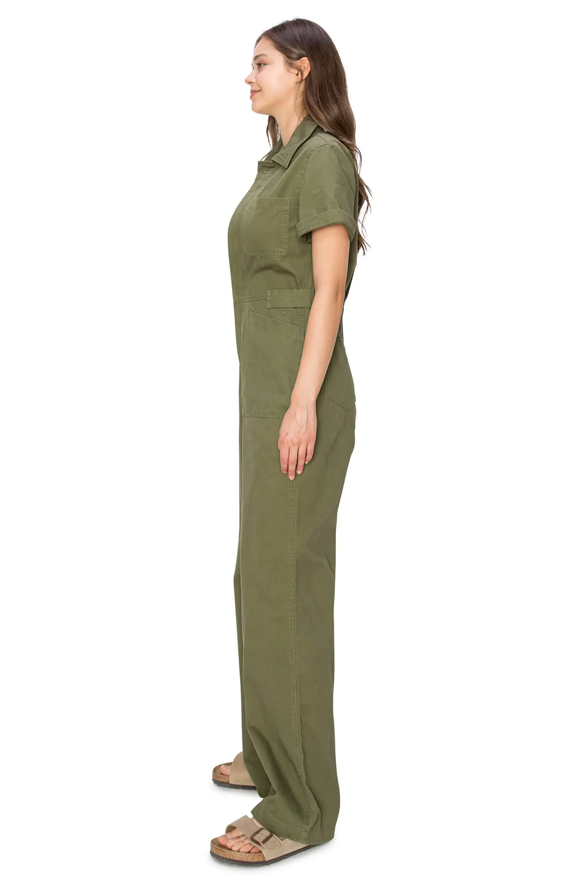 Short Sleeve Straight Jumpsuit - Cypress