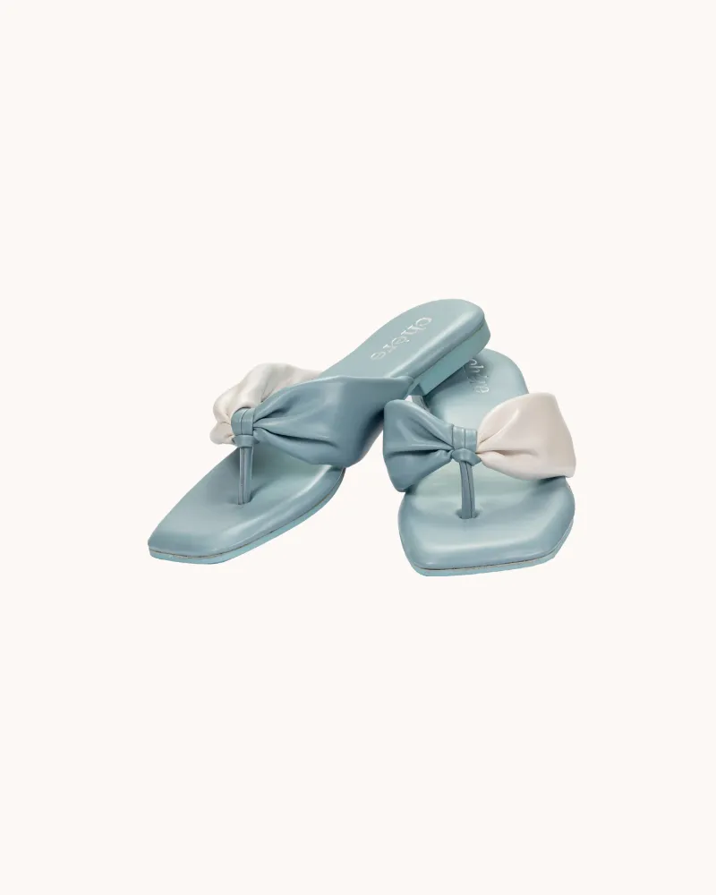 Sky Blue Hip Dual Tone Strap Flats for Women