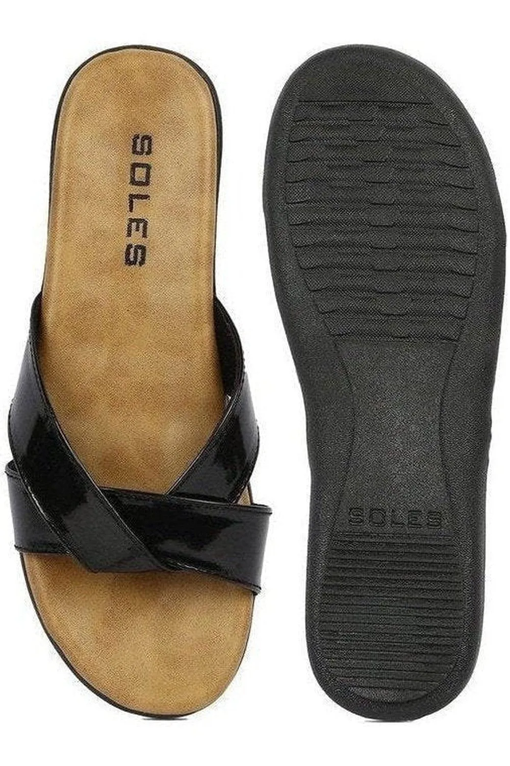 SOLES Classic Black Flat Sandals - Versatile Style for Any Occasion