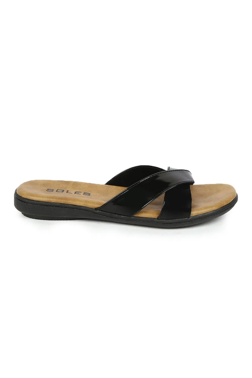 SOLES Classic Black Flat Sandals - Versatile Style for Any Occasion