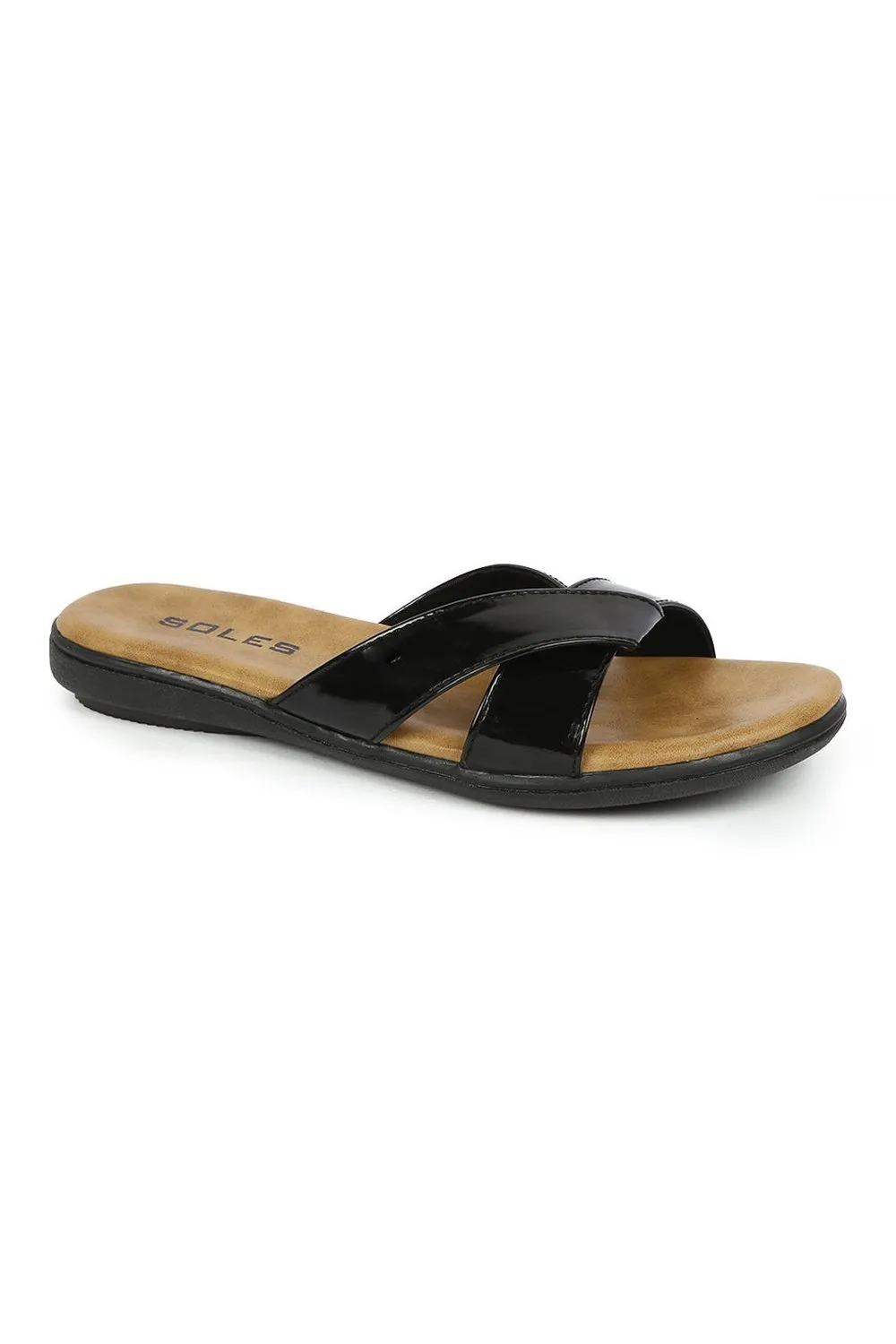 SOLES Classic Black Flat Sandals - Versatile Style for Any Occasion