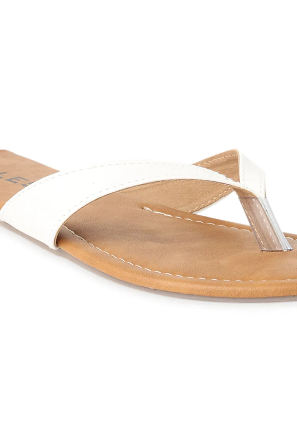 SOLES Crisp White Flat Sandals