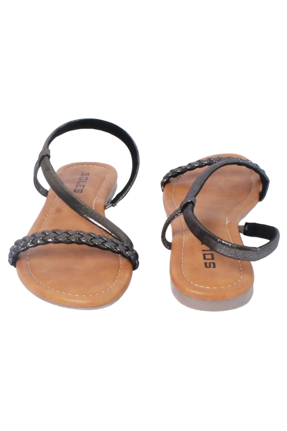 SOLES Metallic Flat Sandals - Shine in Comfort