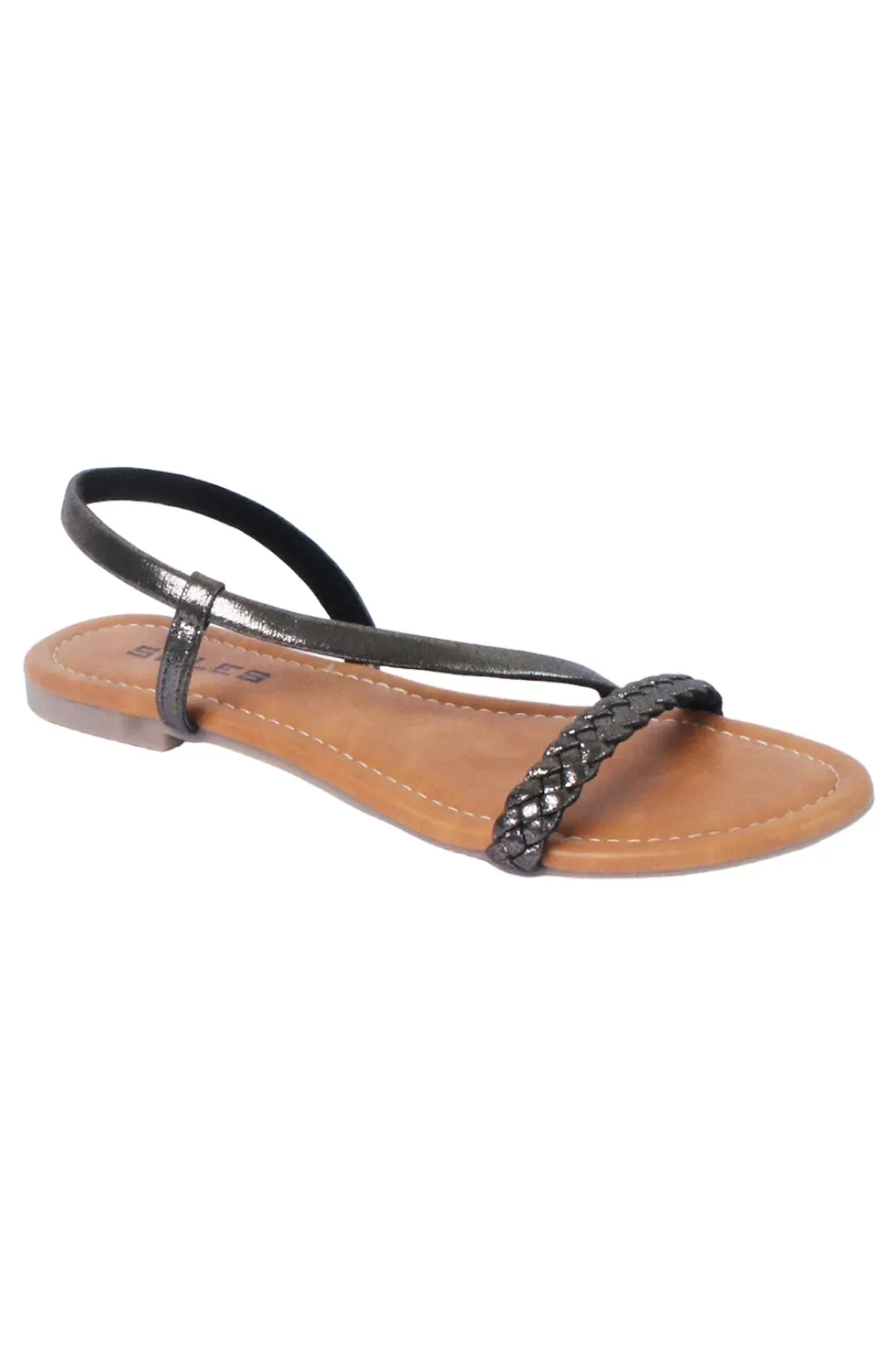 SOLES Metallic Flat Sandals - Shine in Comfort