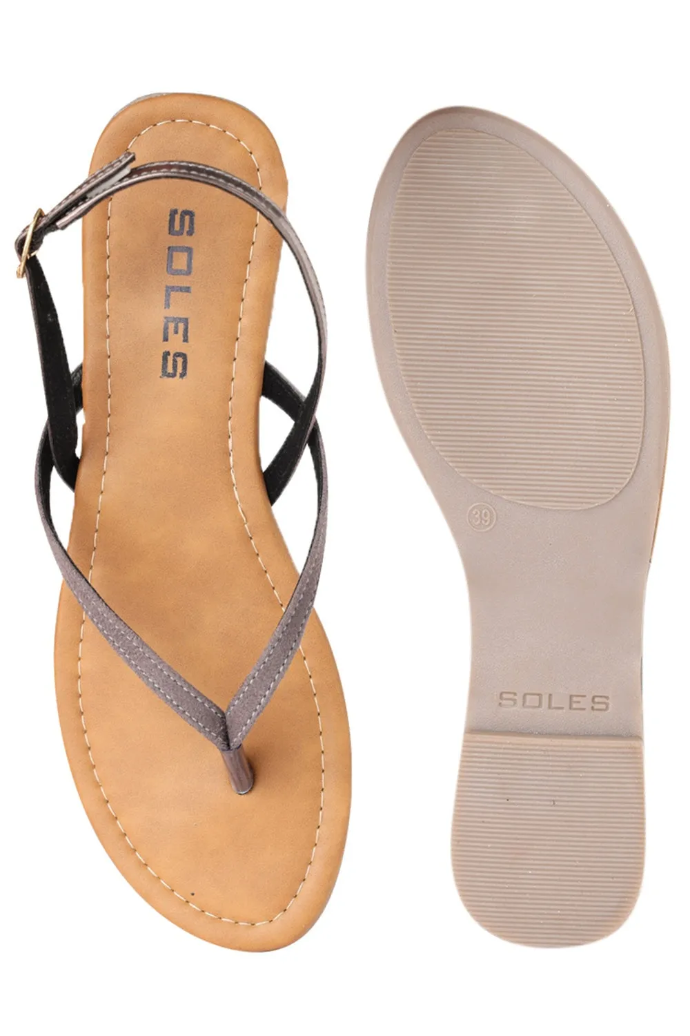 SOLES Modern Grey Flat Sandals