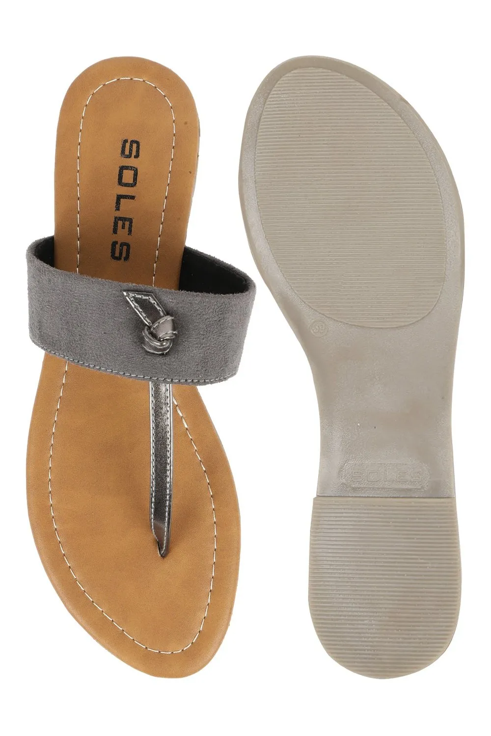 SOLES Sleek Grey Flat Sandals