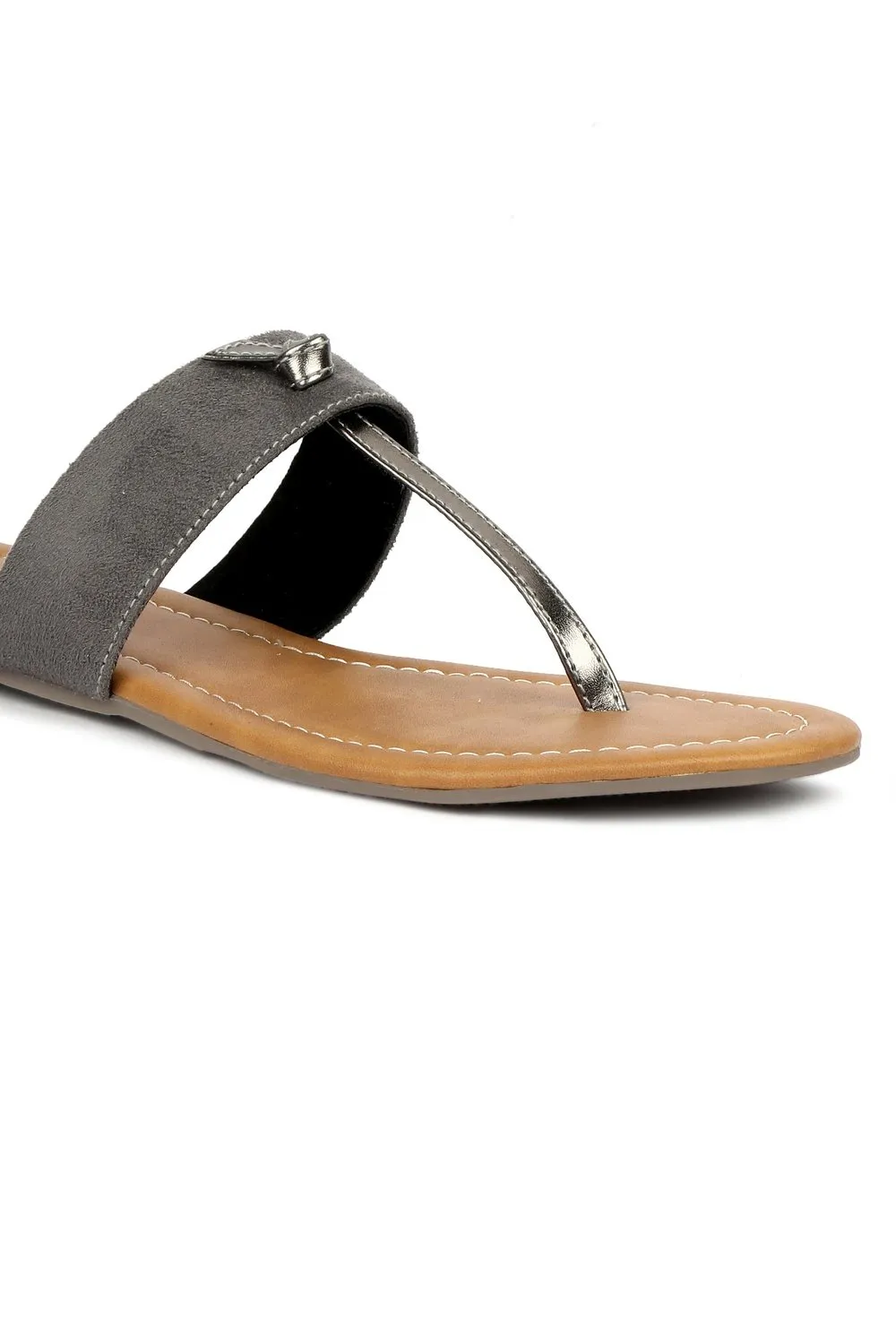 SOLES Sleek Grey Flat Sandals