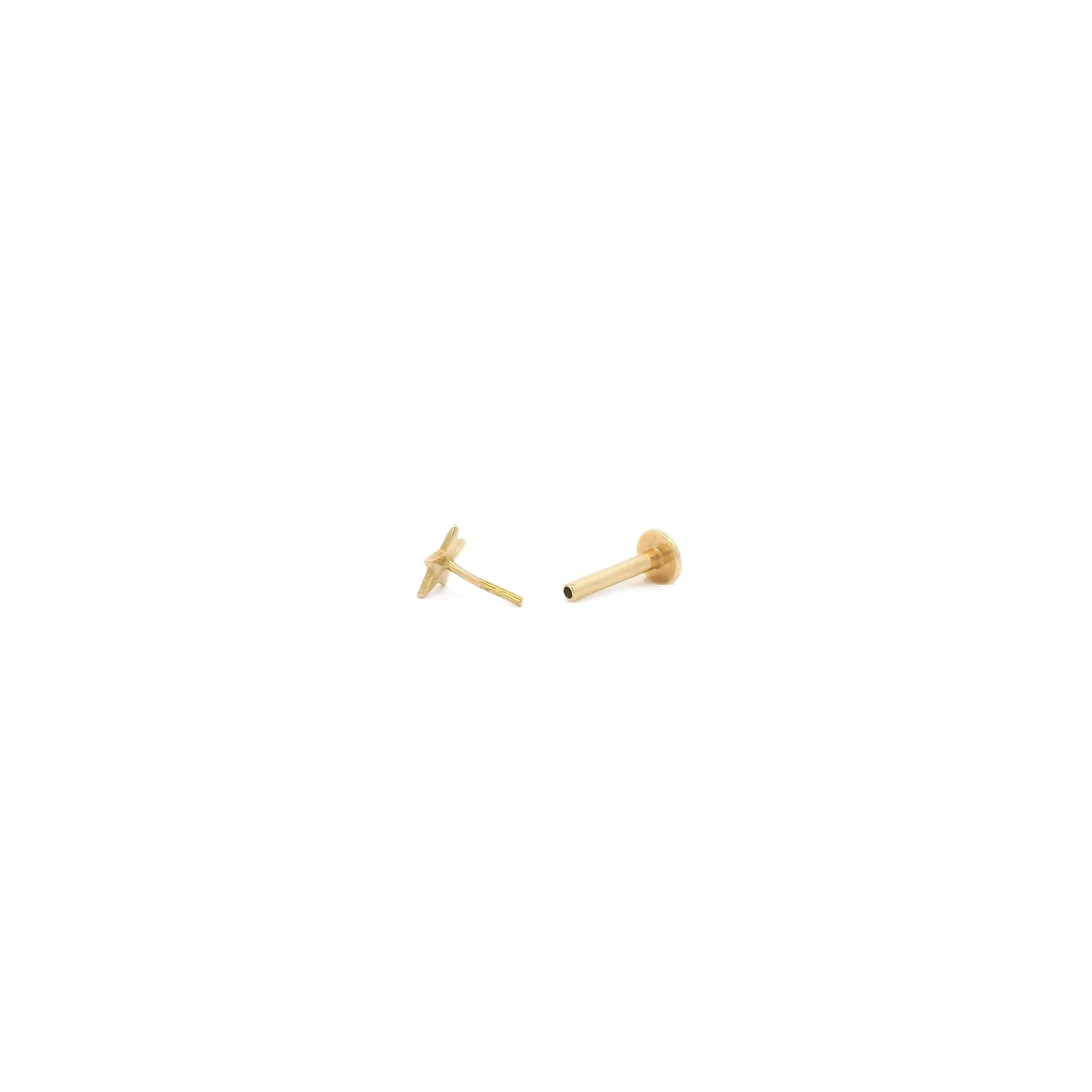 Star Flat Back Single Stud Earrings in 14k gold