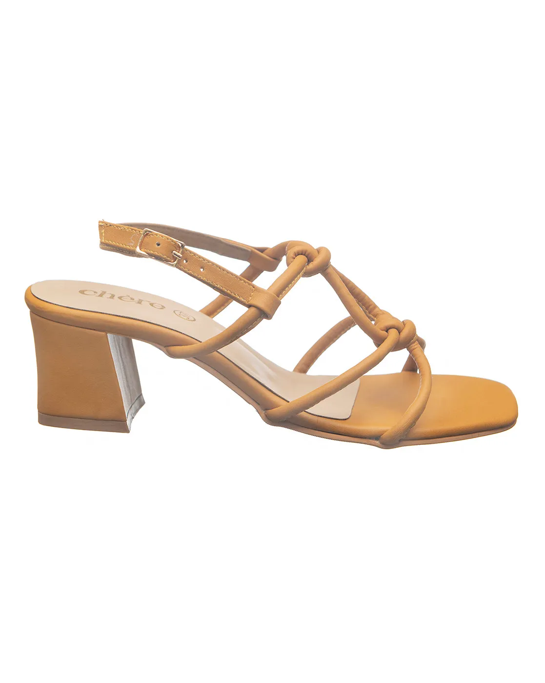 Tan Multiple Strap Block Heels for Women