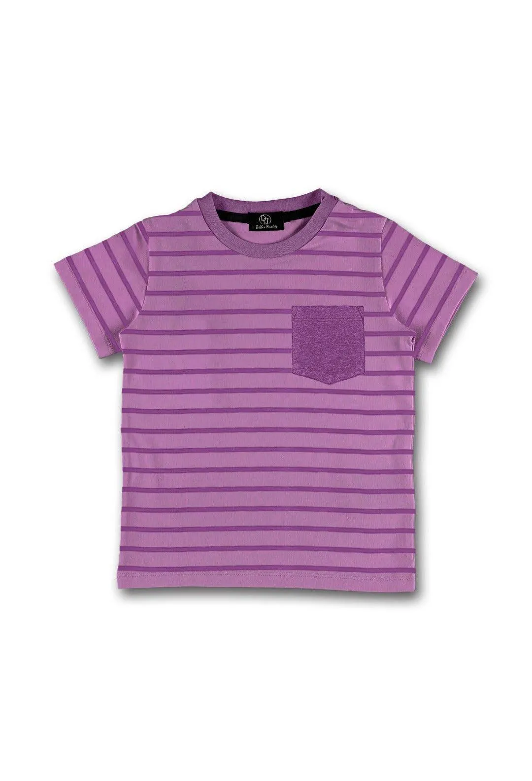 Tea Pink Striper Pocket Tee