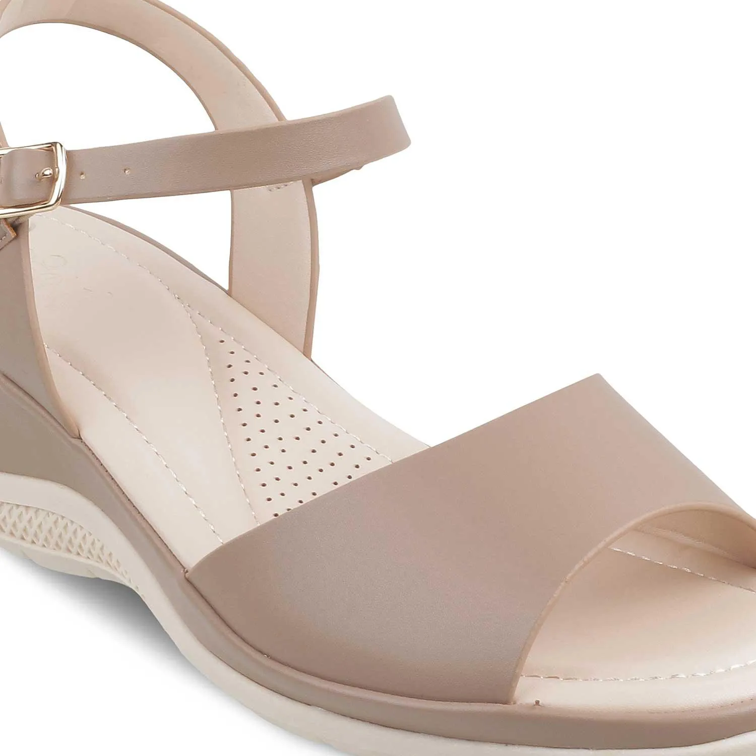 The Clej Beige Women's Casual Wedge Sandals Tresmode