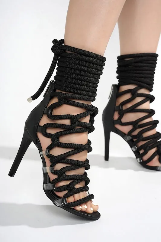 Thick Lace Rope Heels