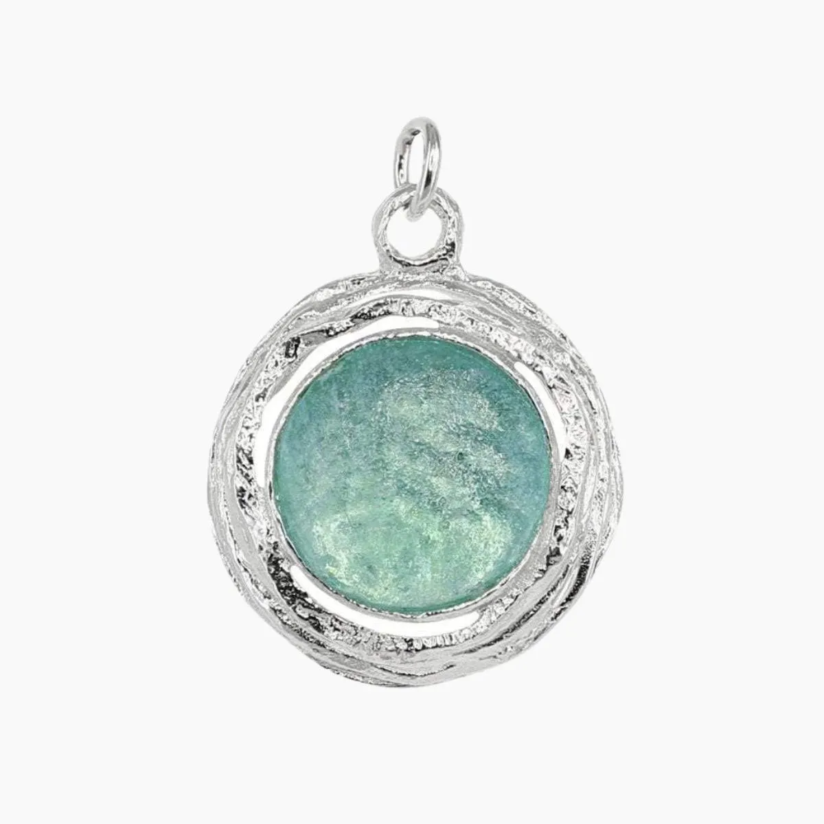 Translucent Roman Glass Pendant in Wrapped Sterling Silver