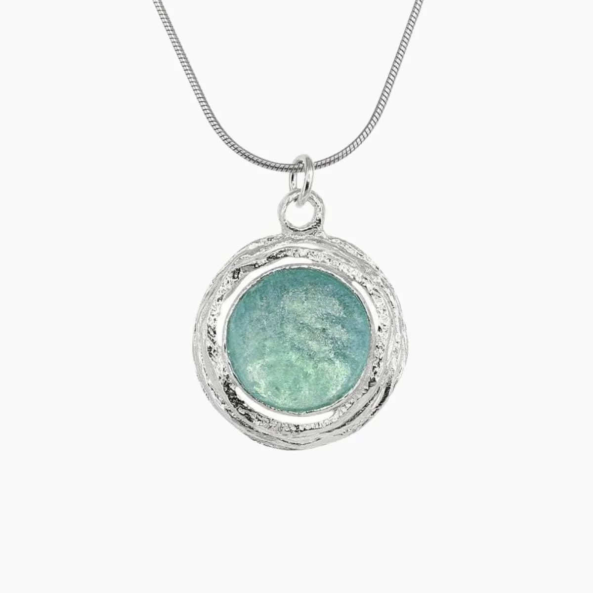 Translucent Roman Glass Pendant in Wrapped Sterling Silver