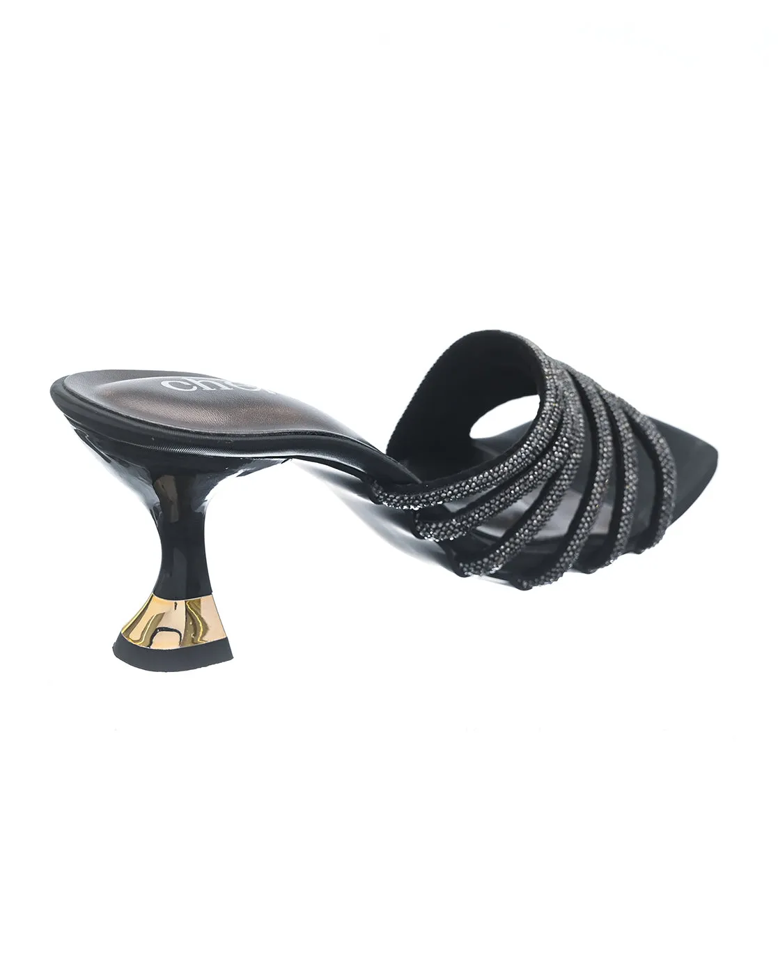 Twirl Sparkle Black Heels for Women