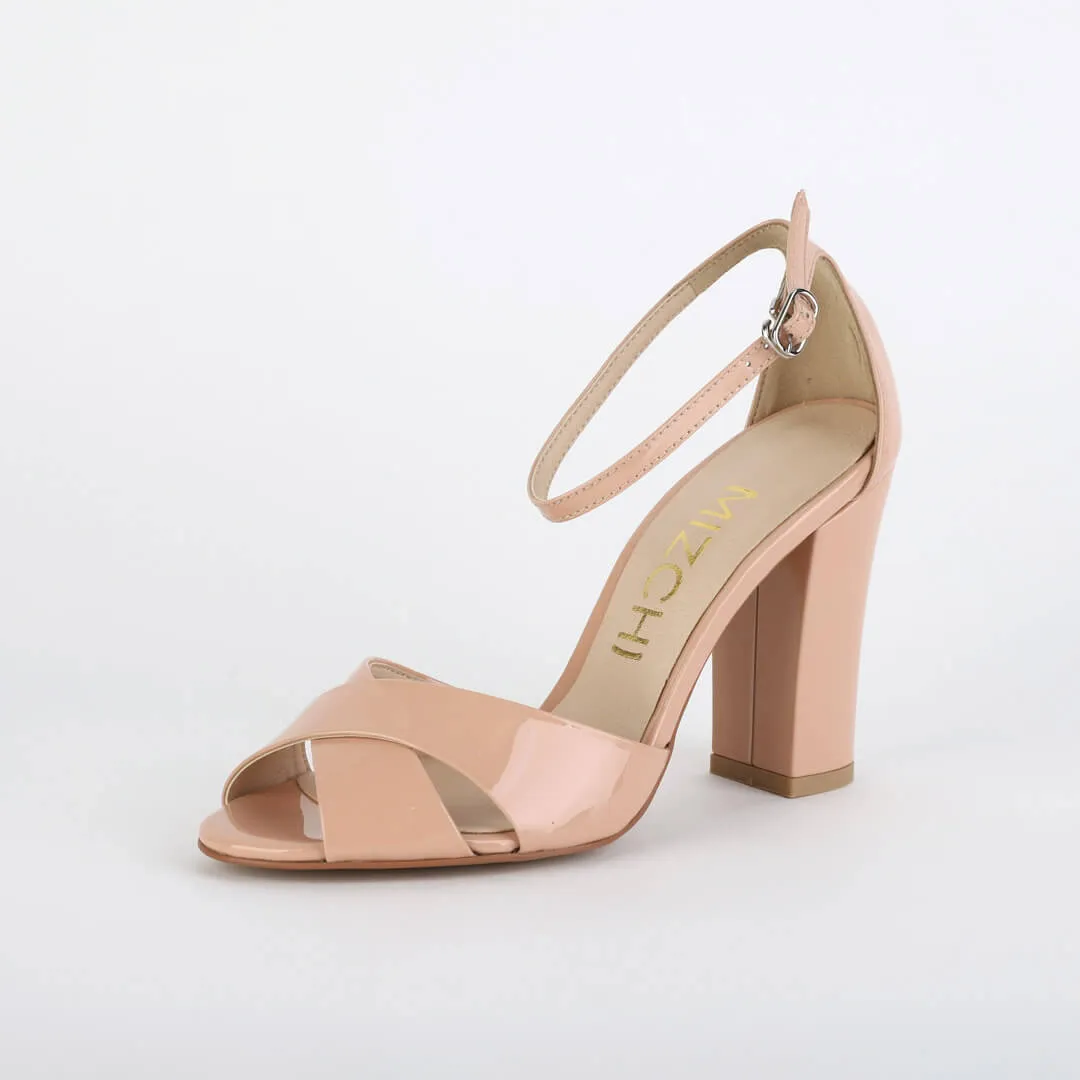 *UK size 2.5 - ALOVE PATENT - white patent, 9cm heels