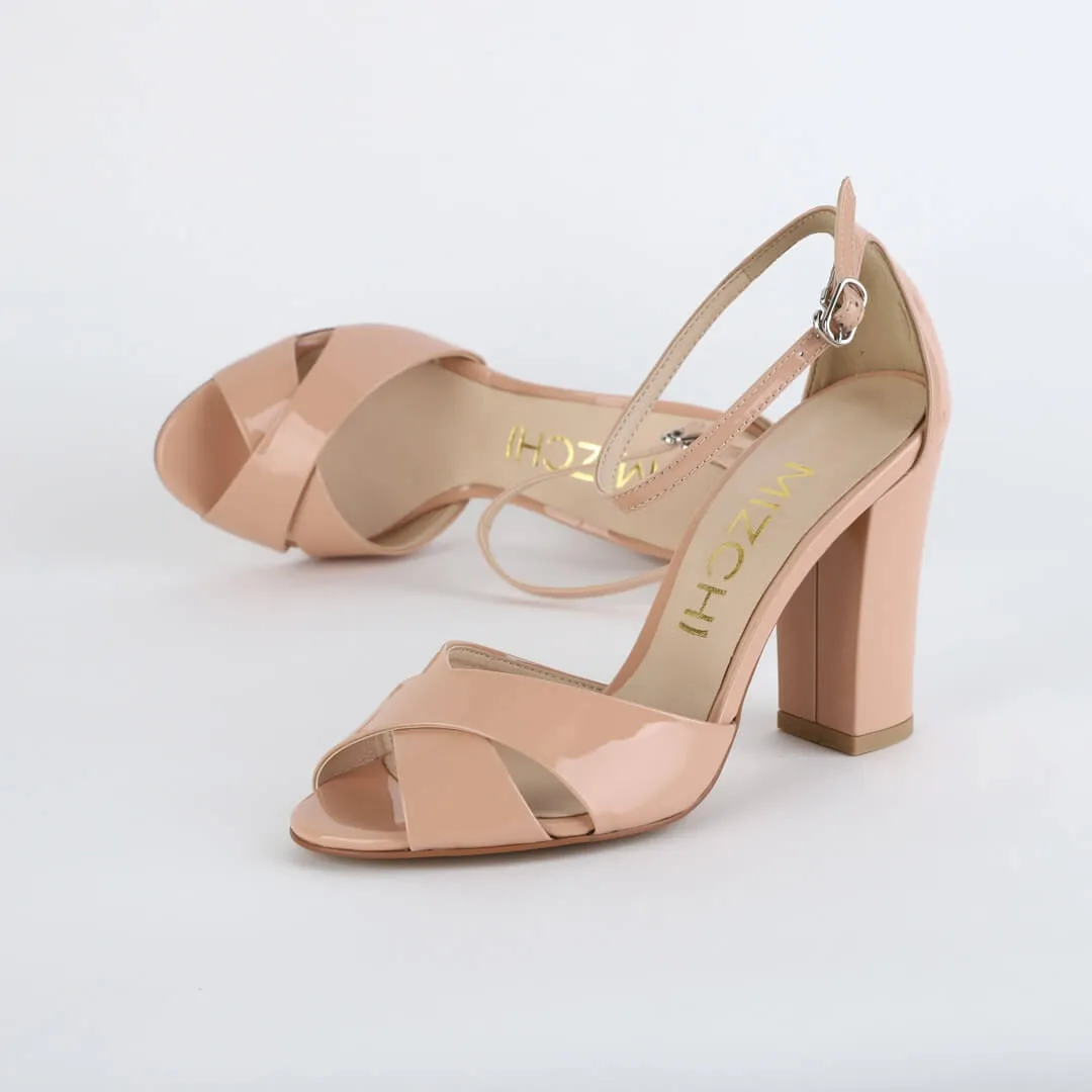 *UK size 2.5 - ALOVE PATENT - white patent, 9cm heels