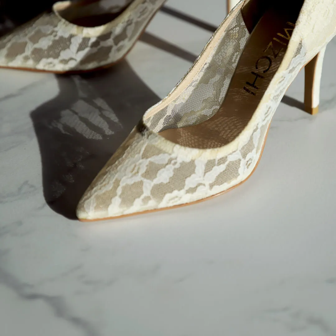 *UK size 2.5 - FREE LOVE - ivory, 9cm heels