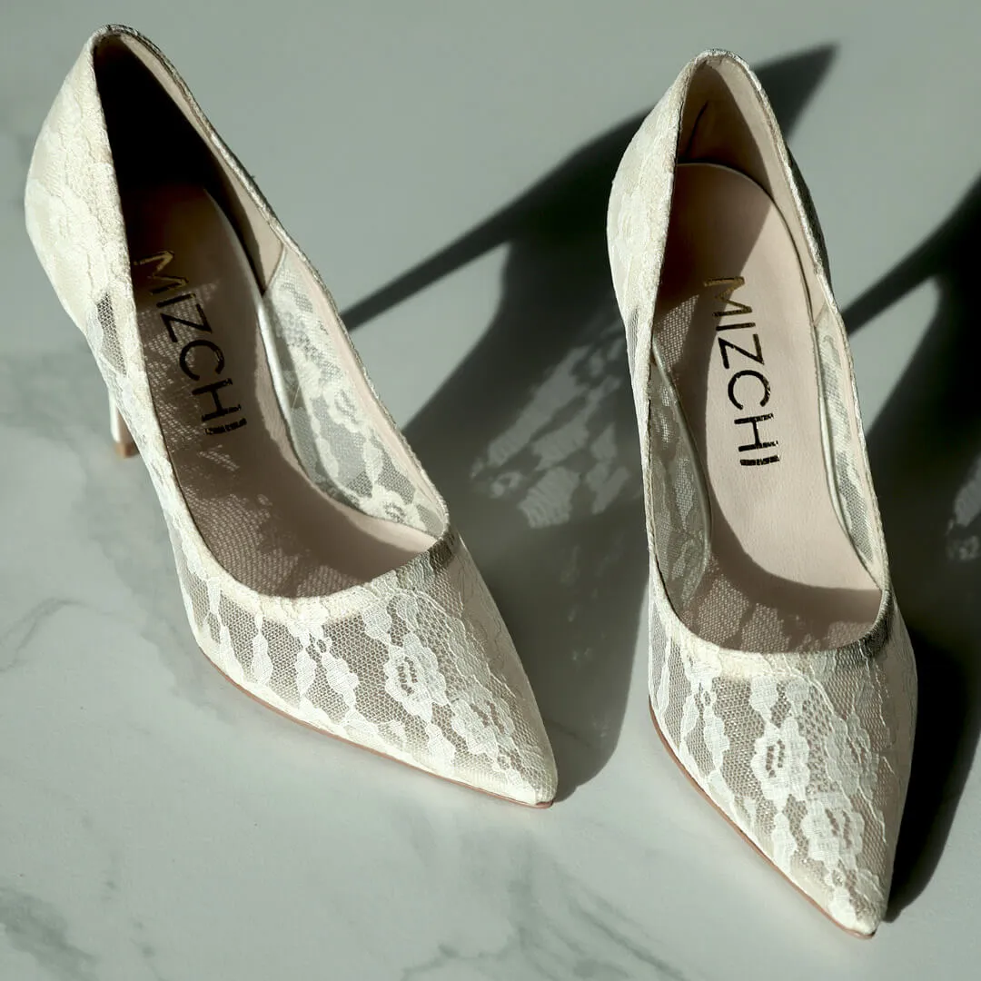 *UK size 2.5 - FREE LOVE - ivory, 9cm heels