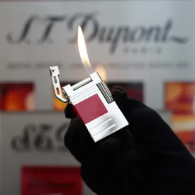 Vintage 1999 St Dupont Urban Limited Edition Platinum finish natural Red Lacquer lighter