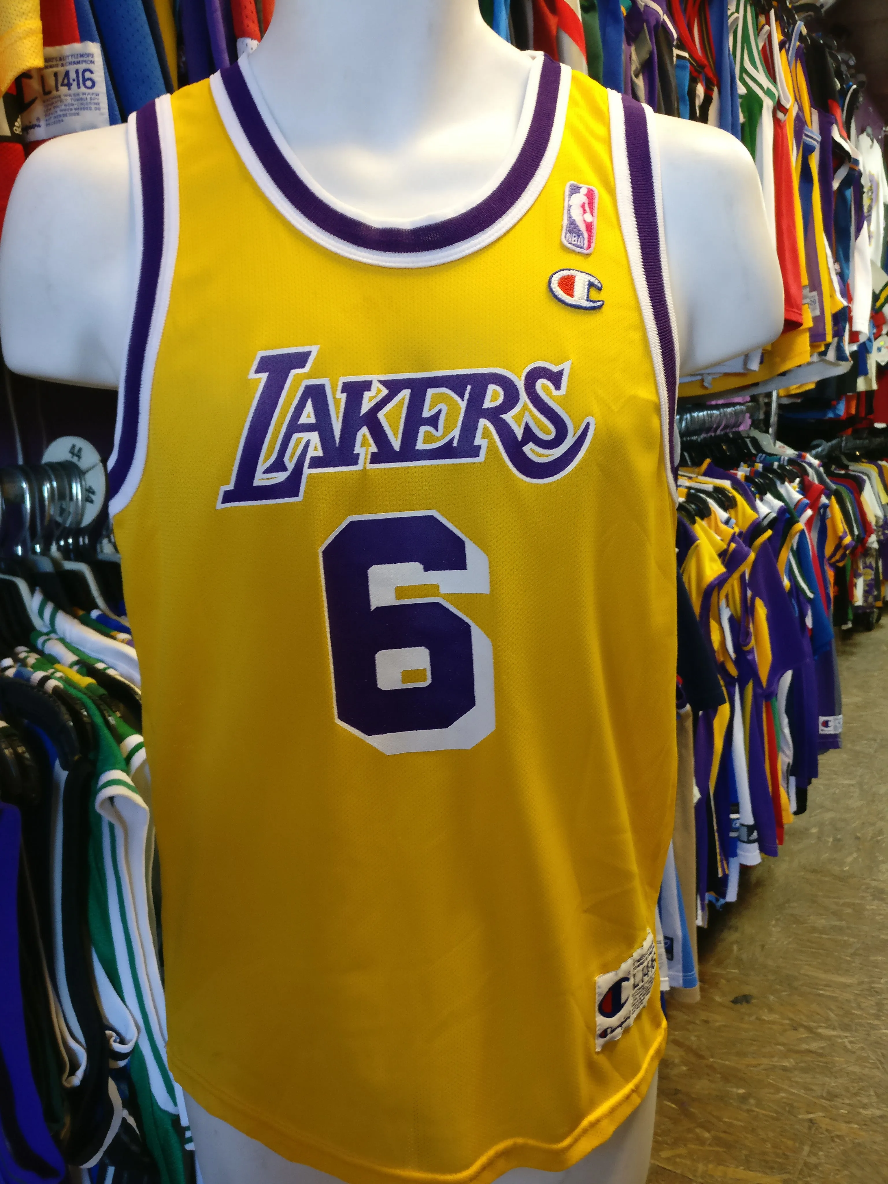 Vintage #6 EDDIE JONES Los Angeles Lakers NBA Champion Jersey 14-16