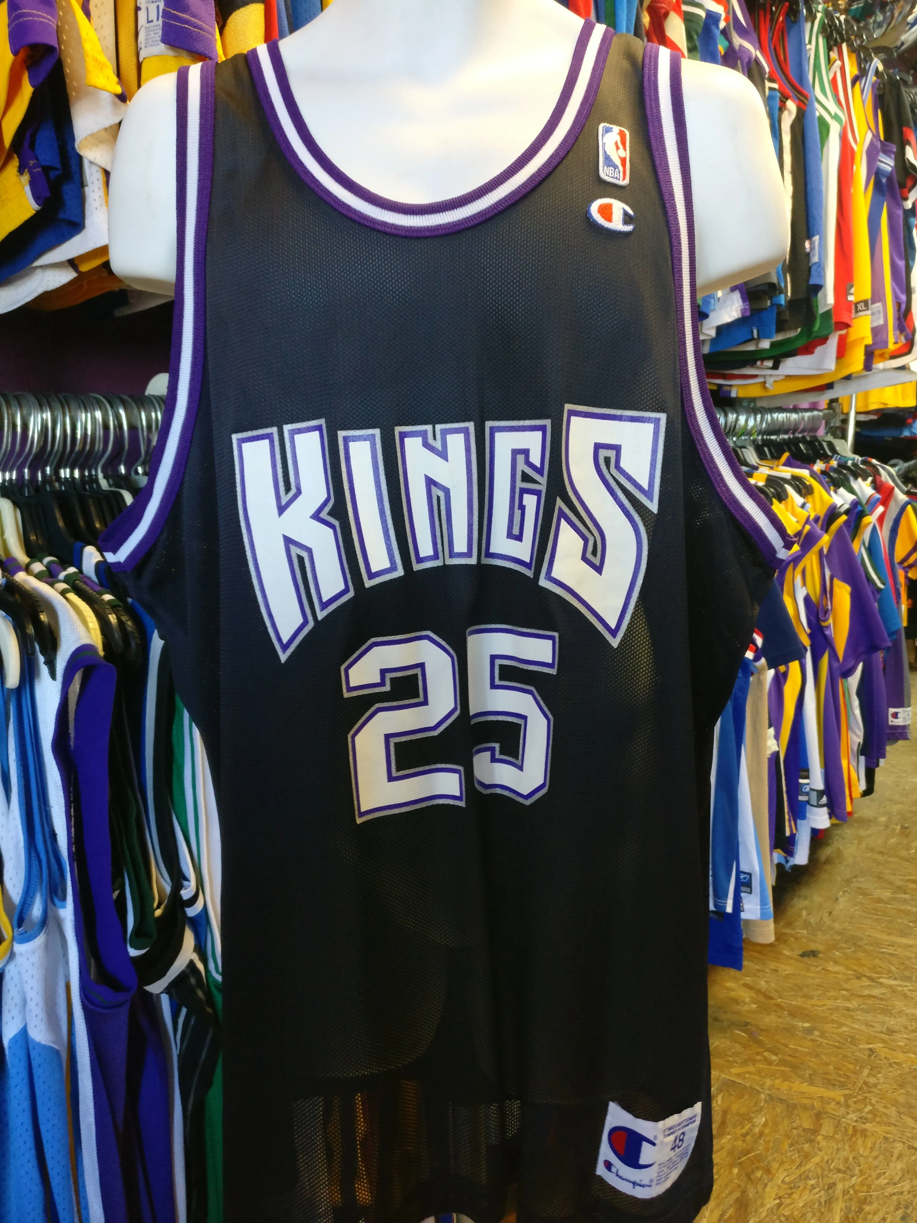 Vtg #25 NICK ANDERSON Sacramento Kings Champion Jersey 48 (Deadstock)