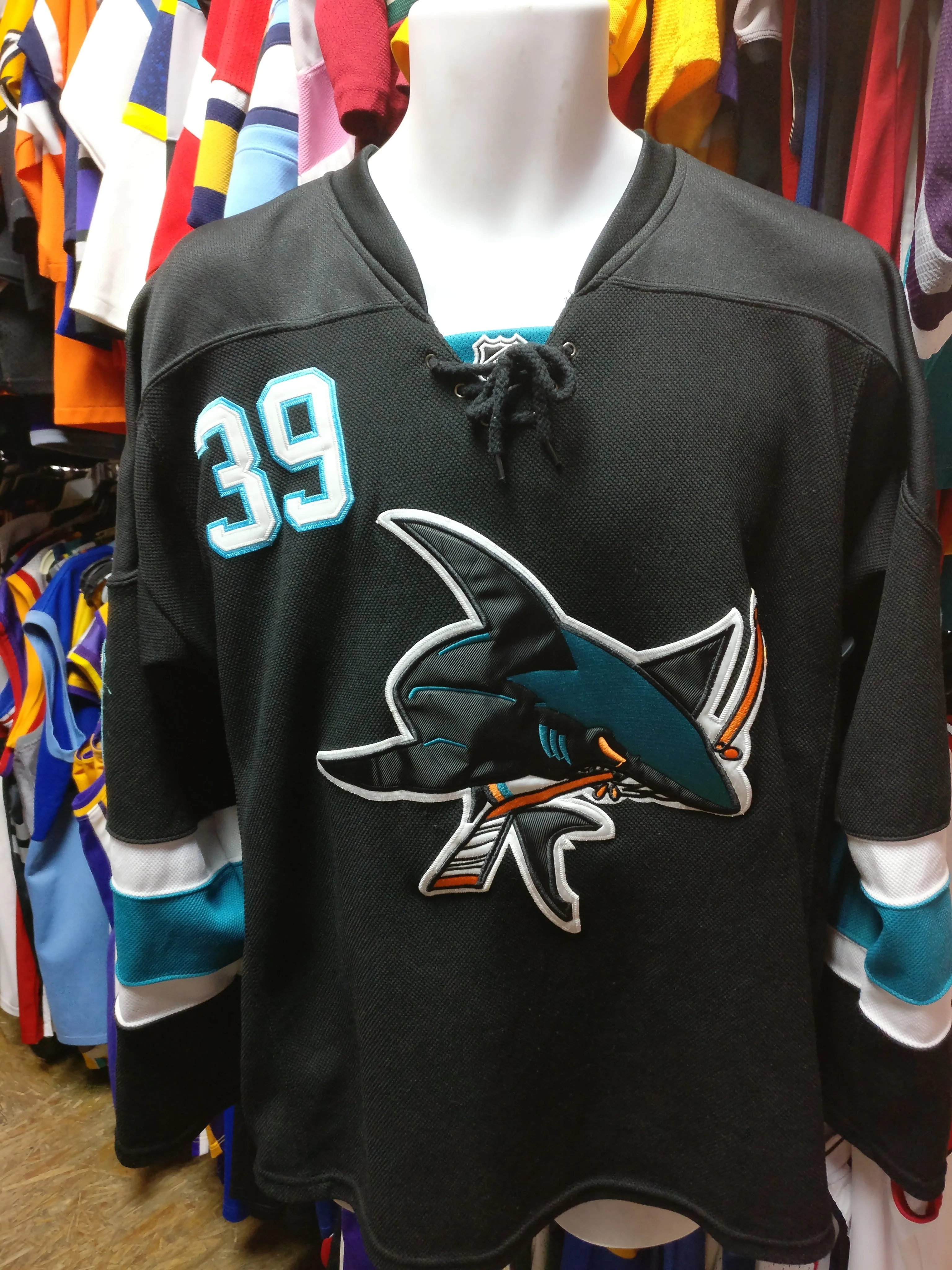 Vtg #39 LOGAN COUTURE San Jose Sharks NHL Reebok Authentic Jersey 50