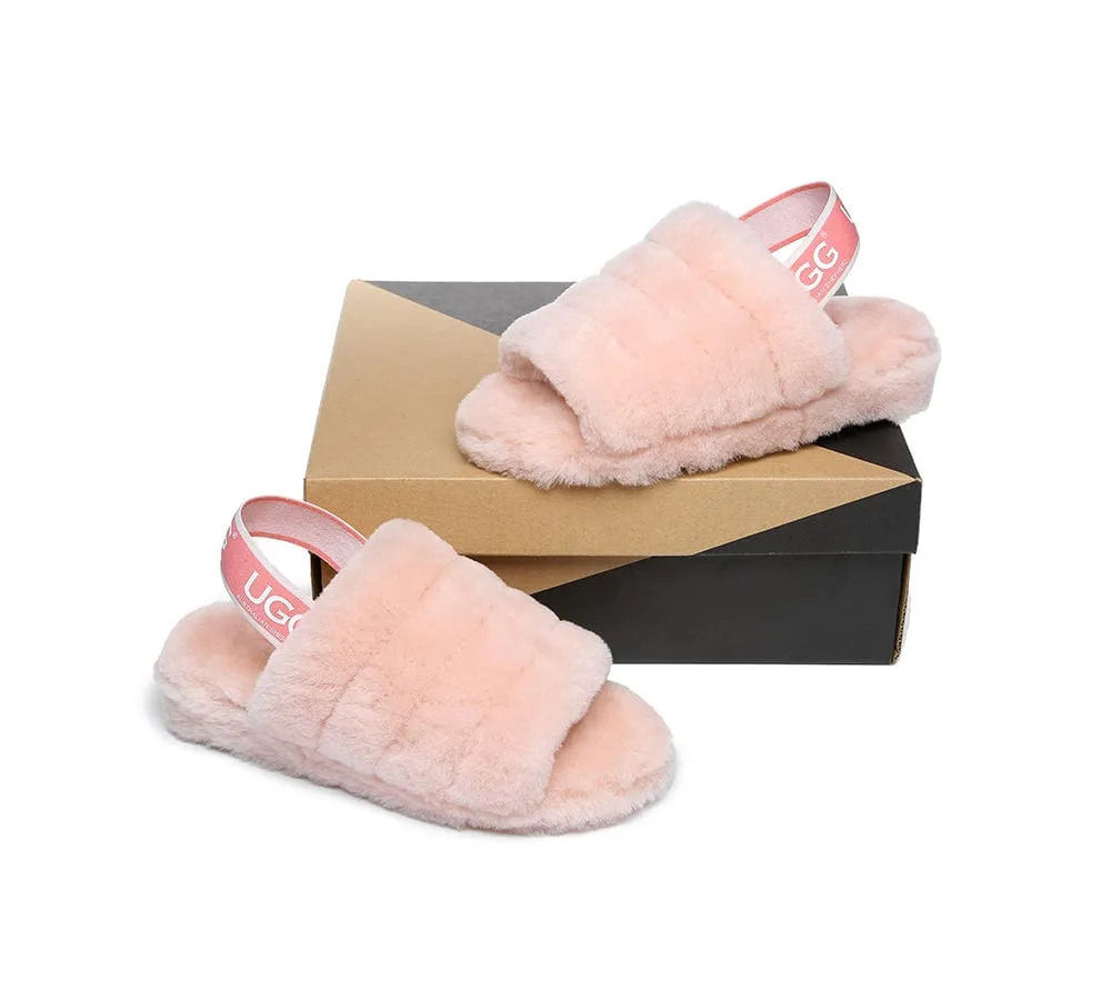 Women Fluffy Slide Sheepskin Wool Nonslip Sandals Puffy