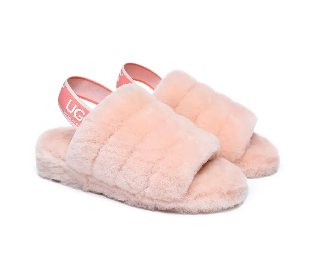 Women Fluffy Slide Sheepskin Wool Nonslip Sandals Puffy