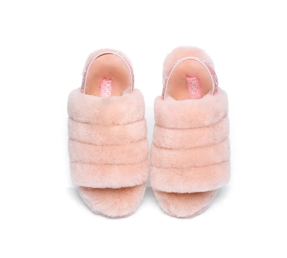 Women Fluffy Slide Sheepskin Wool Nonslip Sandals Puffy